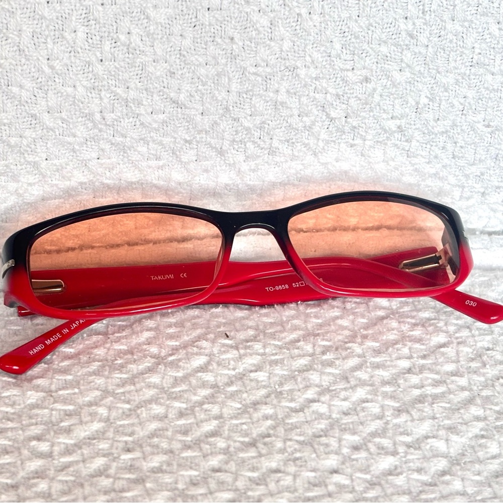 Vintage red 90’s Takumi sunglasses Hand made in Japan TO-9858 52 17-138
